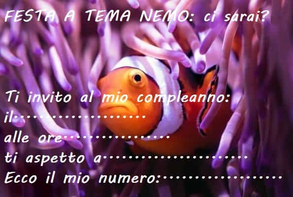 Invito da stampare festa a tema Nemo