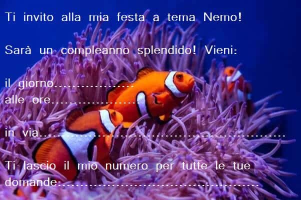 Invito da stampare festa a tema Nemo